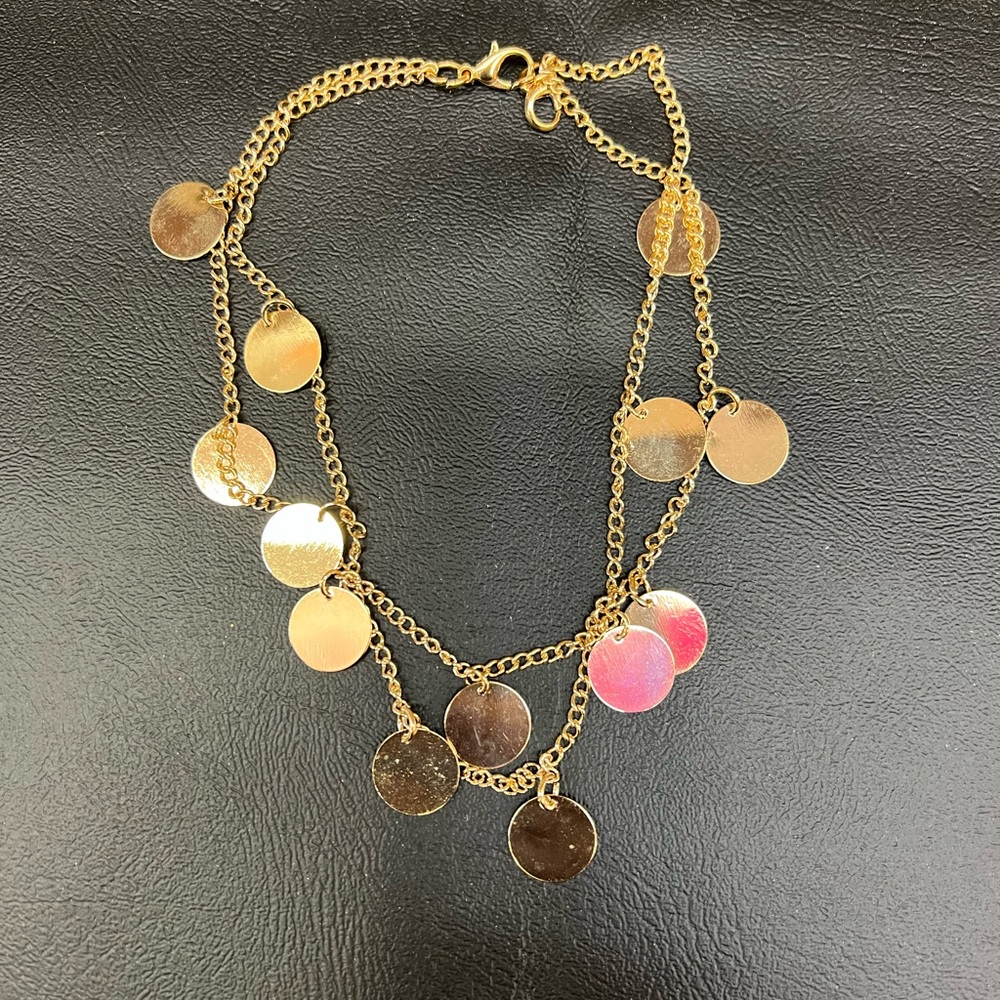Gold Disc Chain Necklace